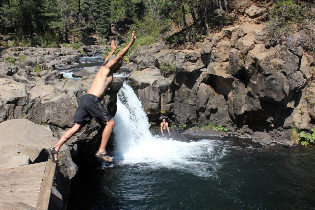 Kirk Jumping in Waterfall