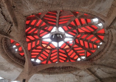 Arcosanti Red Stained Glass Ceiling