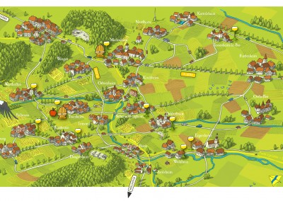 European Village Map of Alsace Wine Route Couronned Or