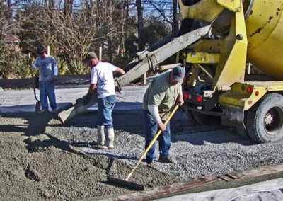 Concrete Being Poured by Workers