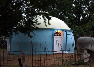 Blue Dome with Rain Catching Gutter