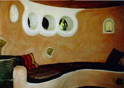 Cob House Interior Bench